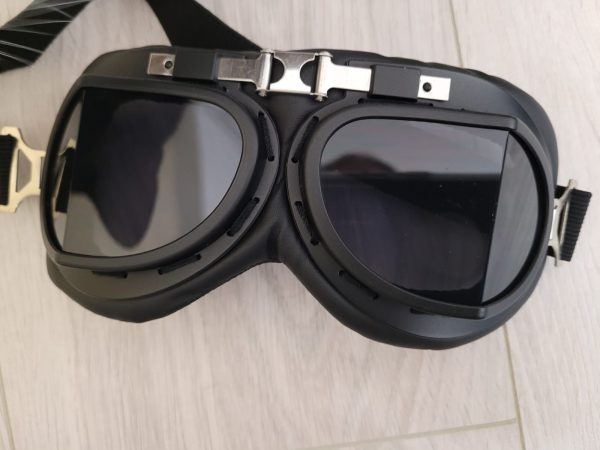 Casca moto nazi omologata-cu ochelari NZI negri si bandana schelet - imagine 8